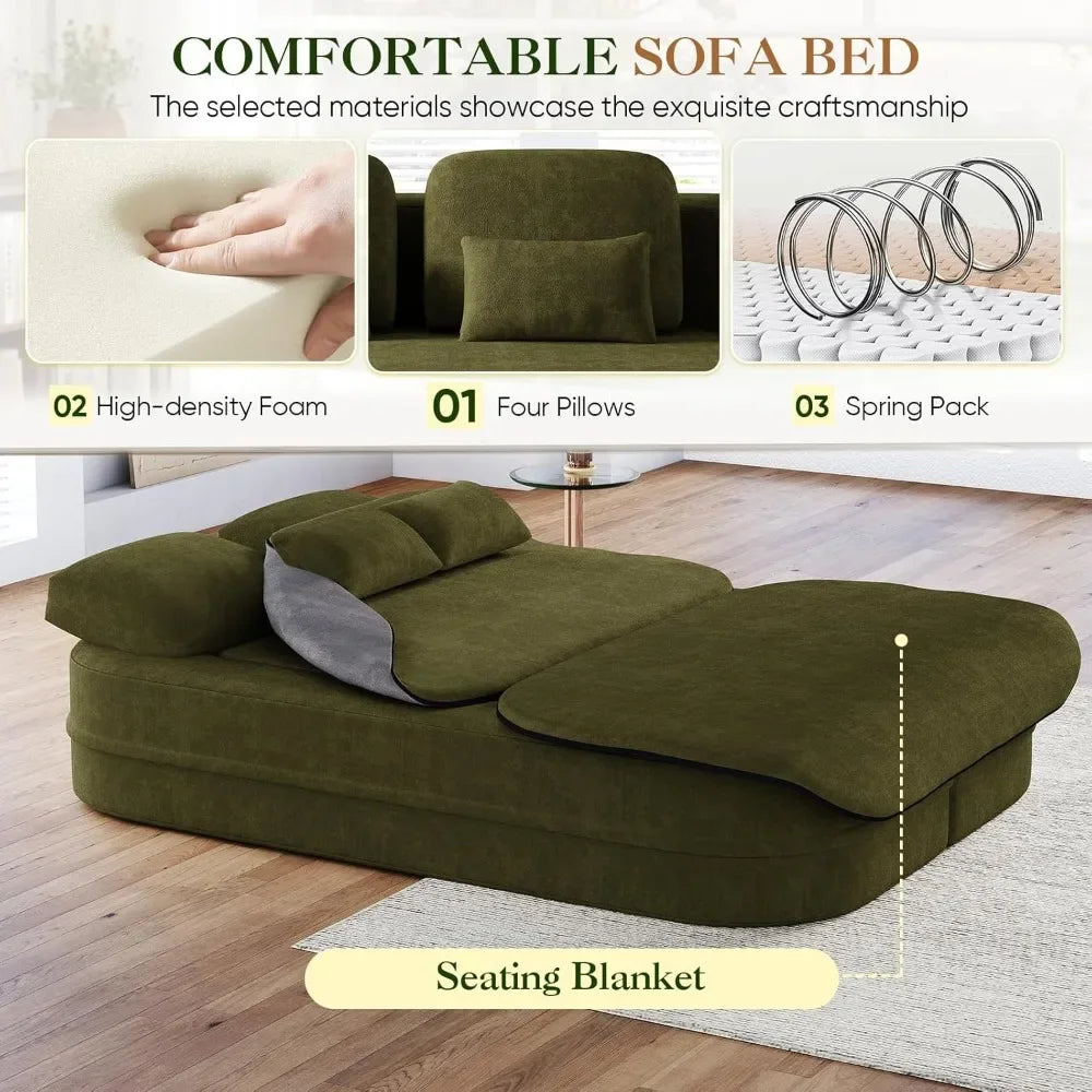 Convertible Sleeper Sofa Bed Modern Folding Futon Chenille Loveseat