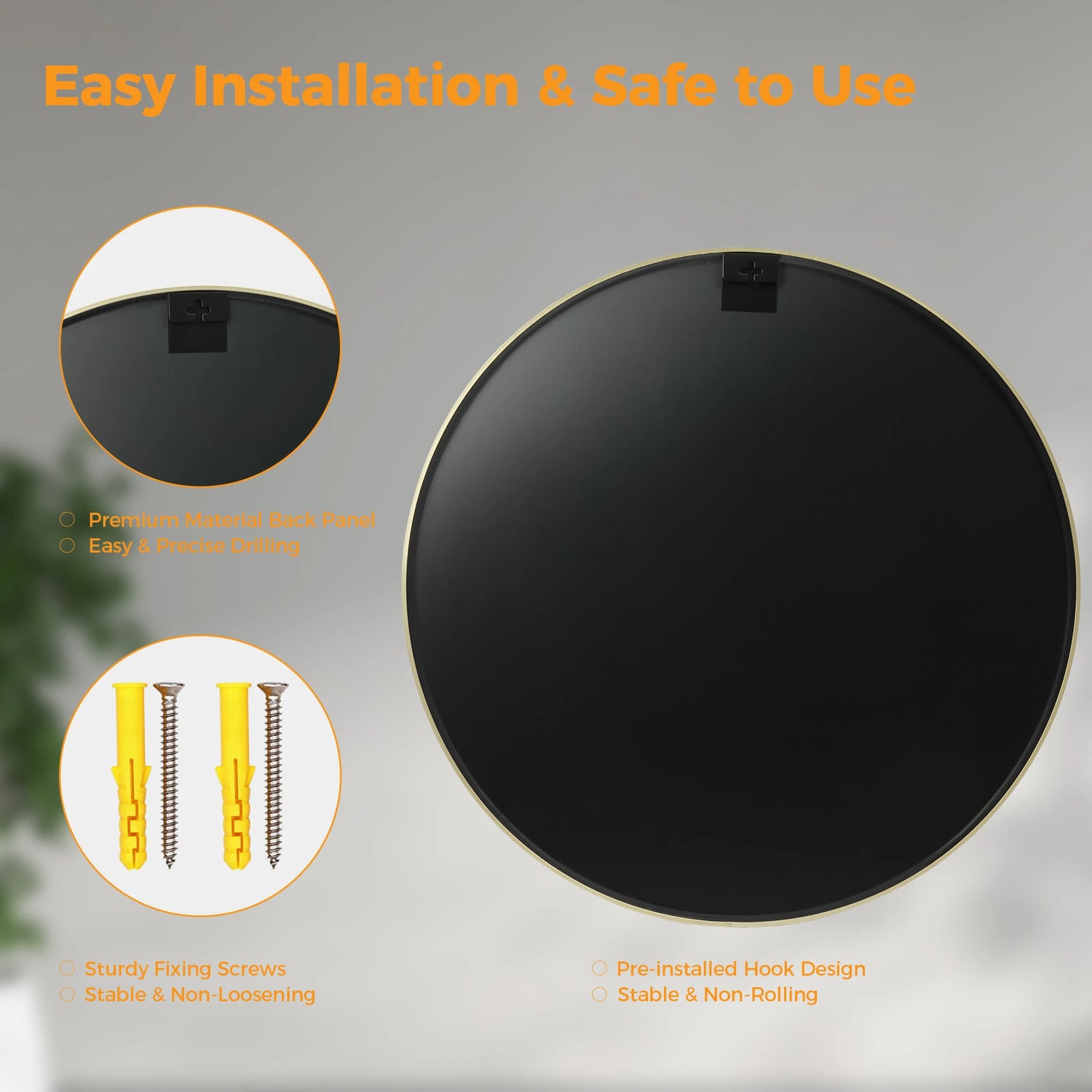 MCQ Round Wall Mirror Shatterproof Bathroom Vanity Mirror