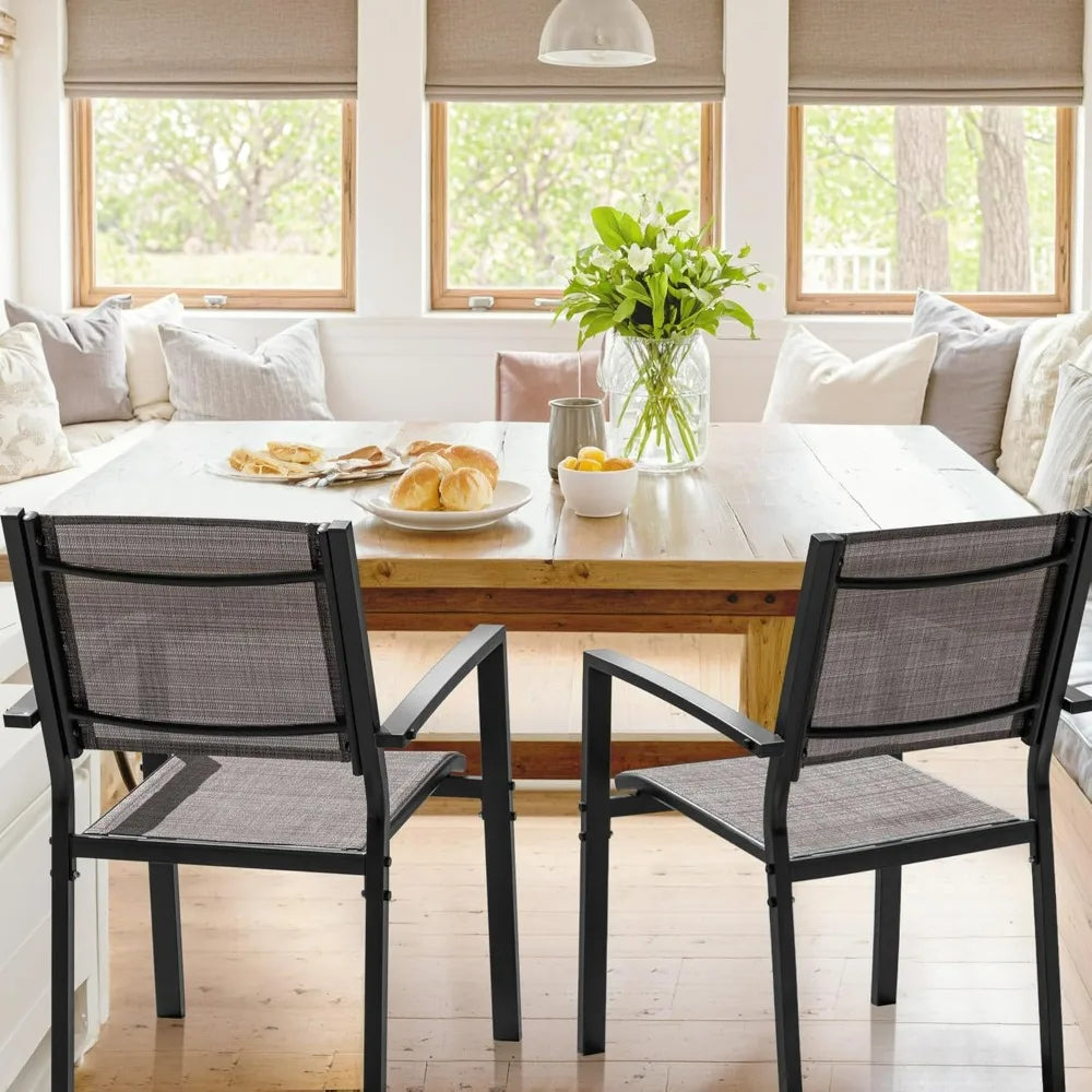 Textilene Outdoor Stackable Dining Chairs Set of 6 Patio