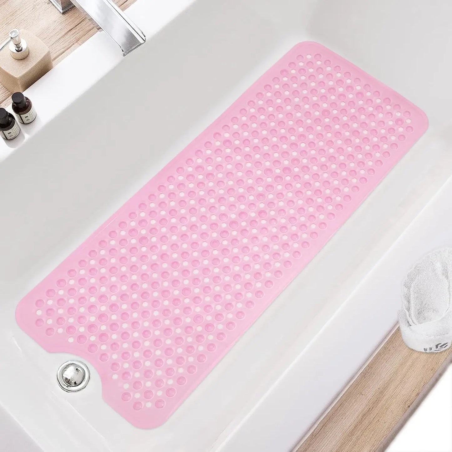 Non Slip Bath Tub Mat With Drain Holes And Suction Cups
