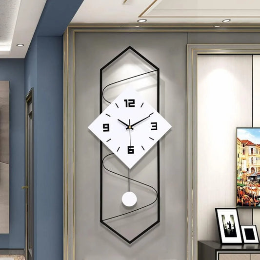 Quartz Silent Wall Clock With Metal Modern Design Home Decor