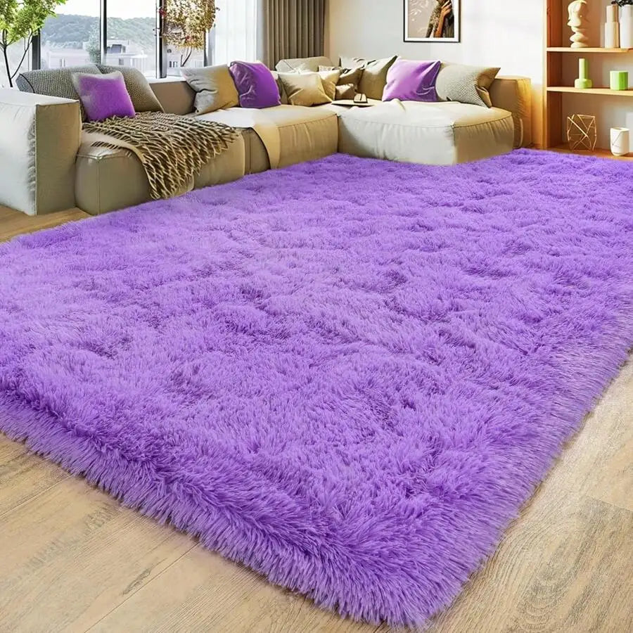 Modern Soft Shag Rug For Bedroom And Living Room With Plush Carpet