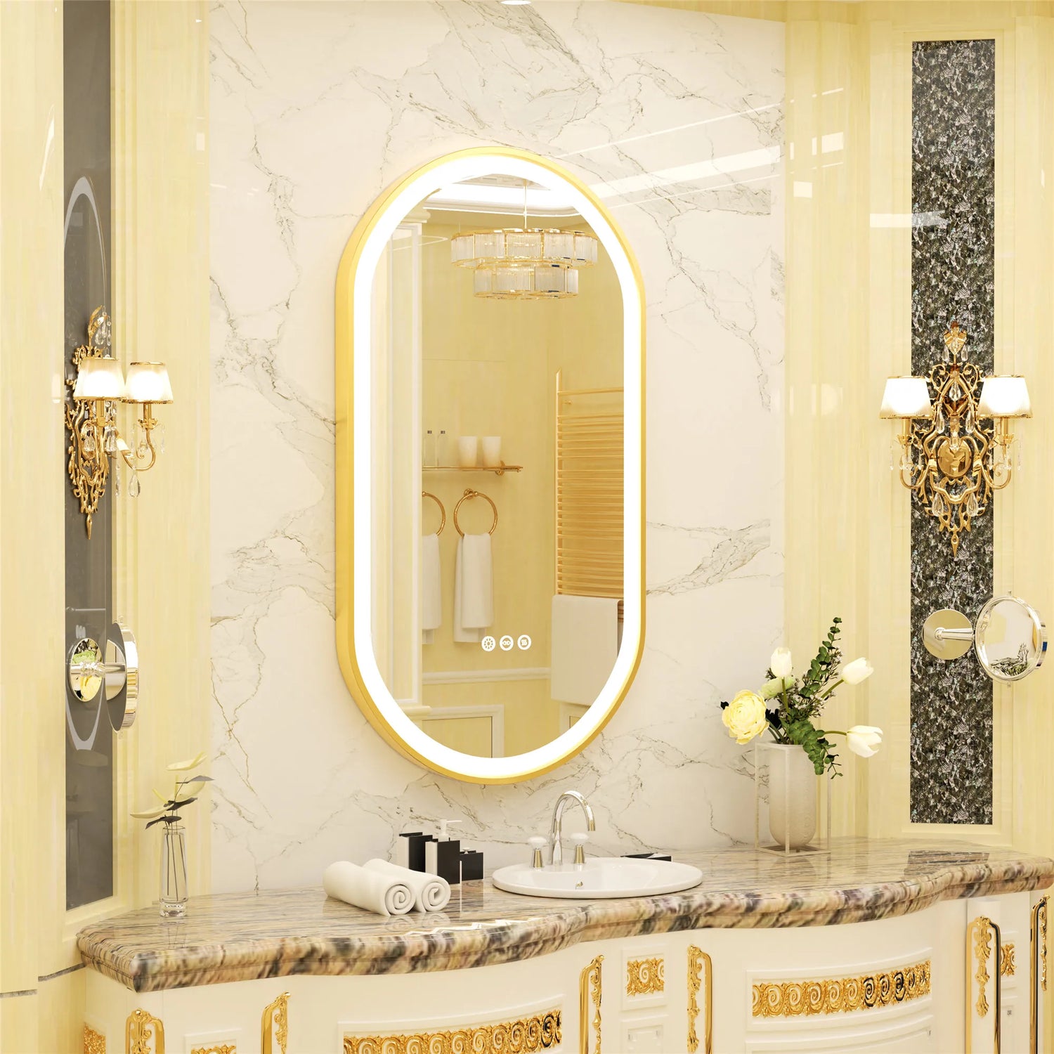 Wisfor LED Oval Vanity Mirror With Stepless Dimmable Light