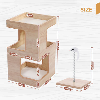 PAWZ Road Wood Cat Condo Bed With Removable Scratching Pad