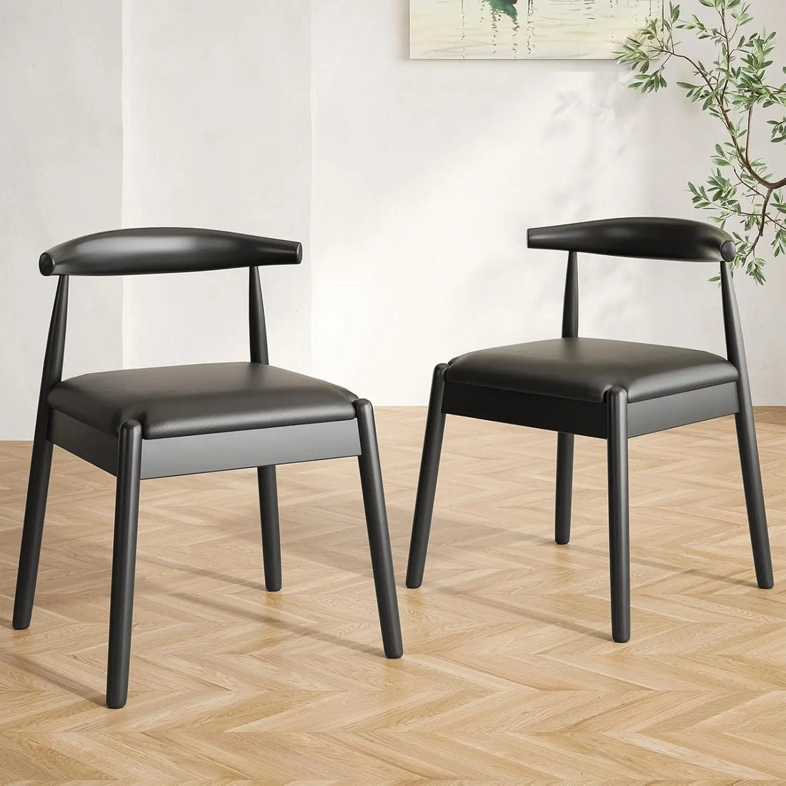 FARINI Dining Chairs Set Mid-Century Modern Solid Wood Legs