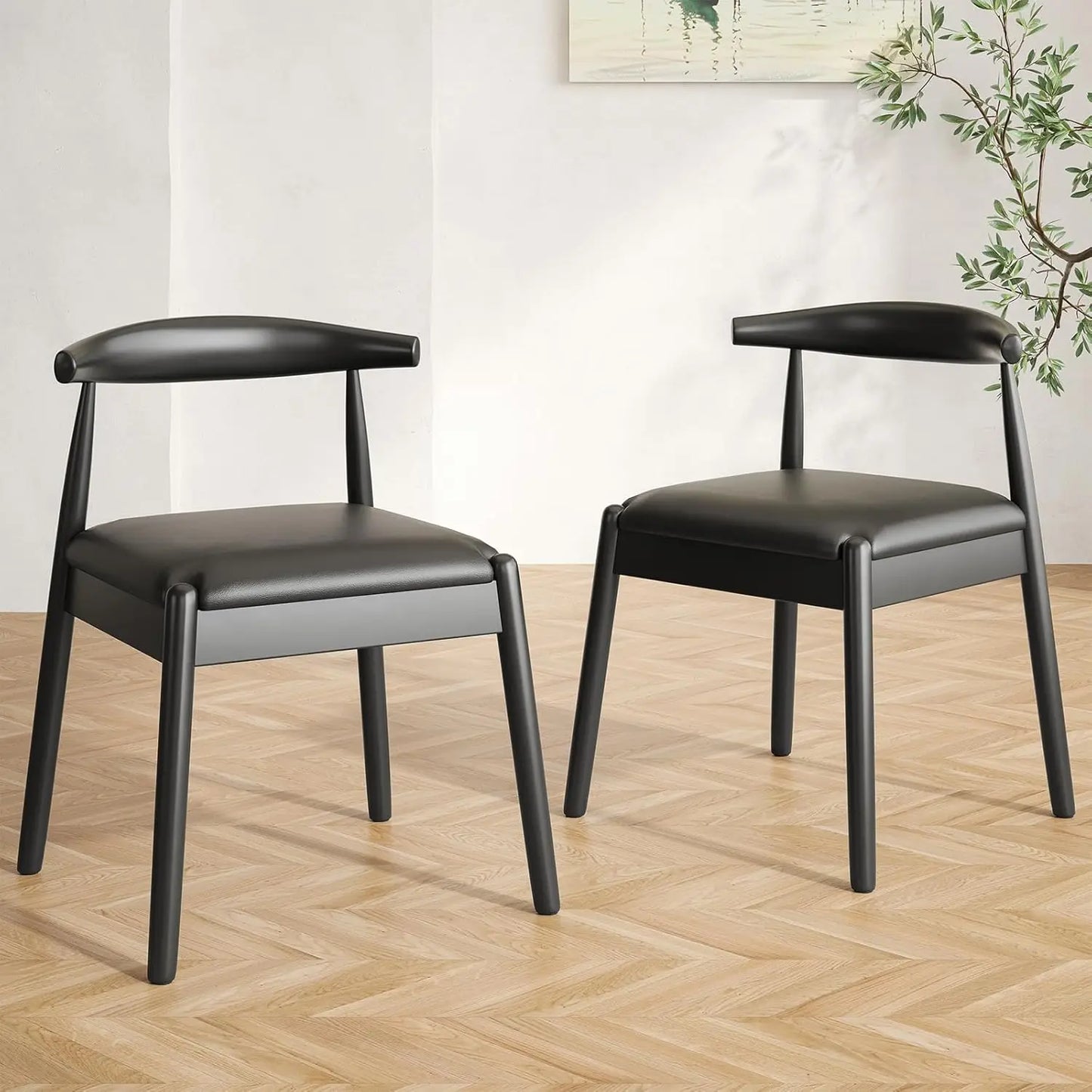 FARINI Dining Chairs Set Mid-Century Modern Solid Wood Legs