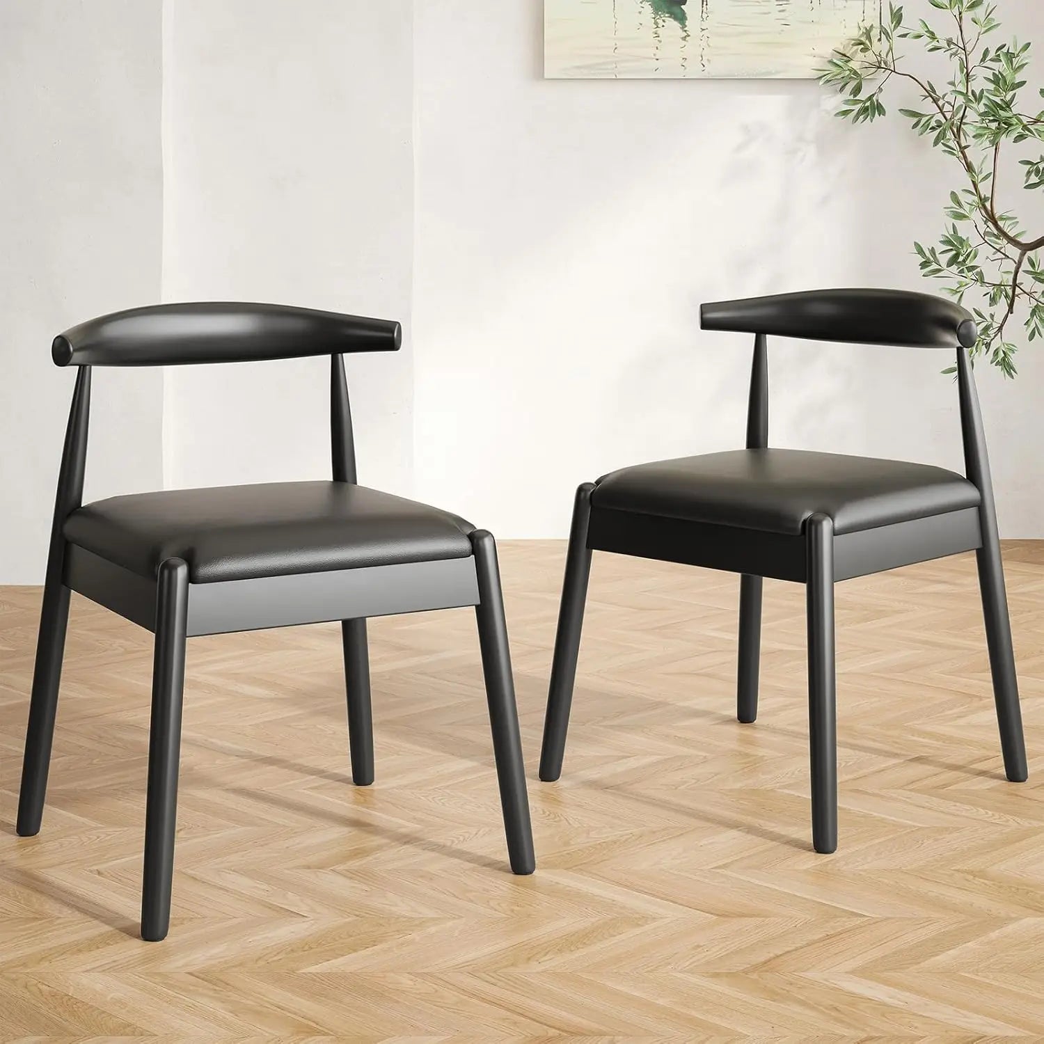 FARINI Dining Chairs Set Mid-Century Modern Solid Wood Legs