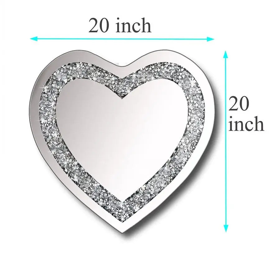 Heart Shaped Frameless Diamond Crystal Wall Mirror
