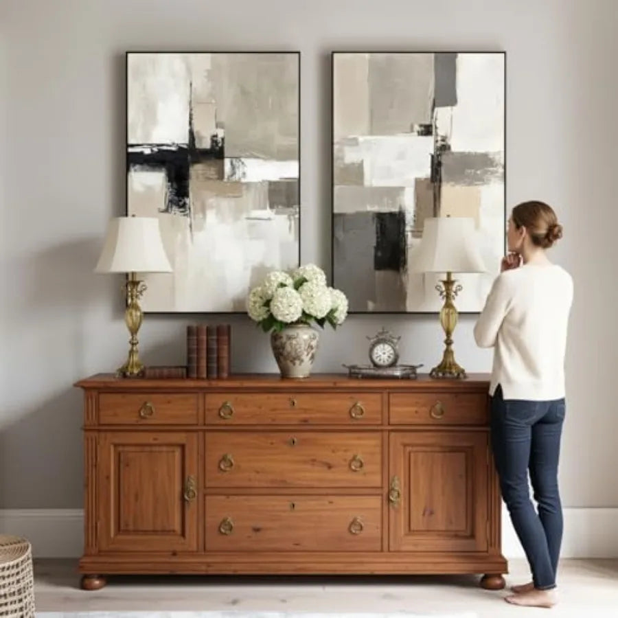 Modern Abstract Wall Art Set of 2 Framed Prints Decor