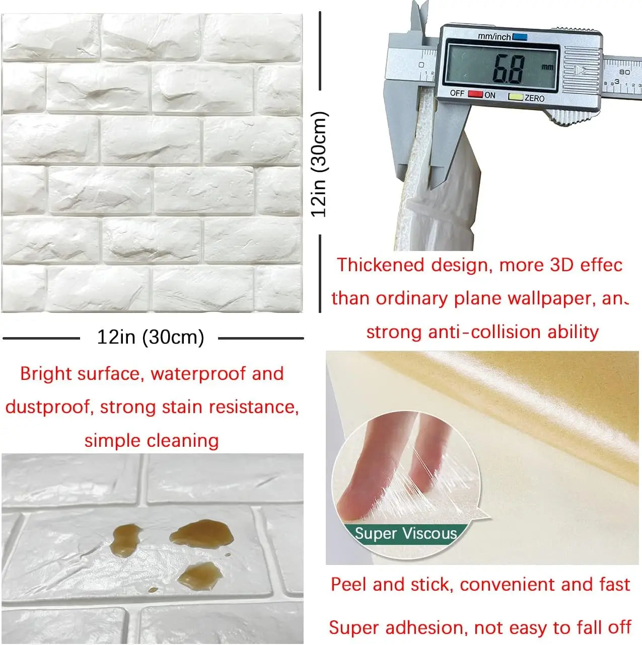 3D Wall Panels Peel And Stick Foam Brick Wallpaper Self-Adhesive