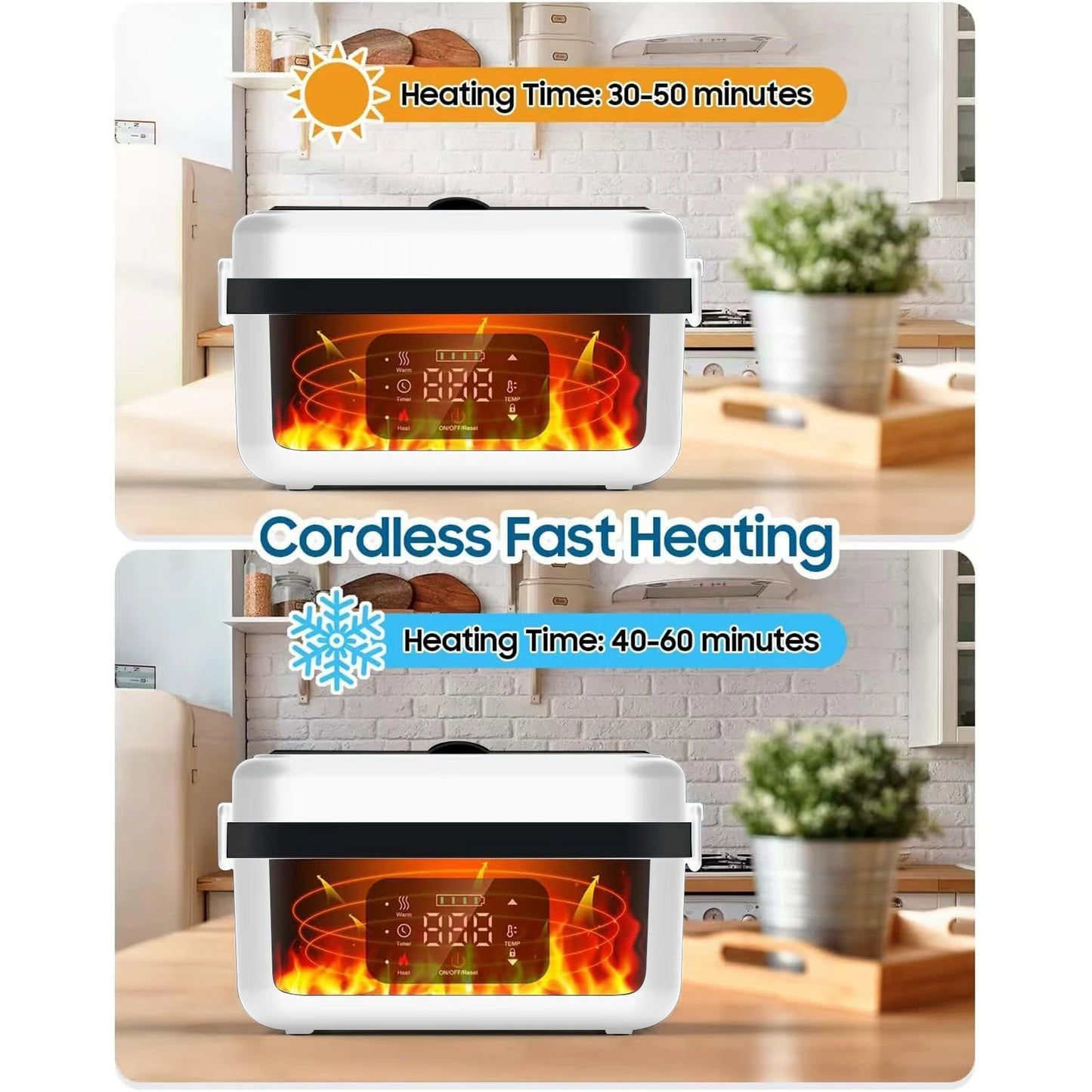 Rechargeable Lunch Box Warmer With Timer And Insulated Carrying Bag