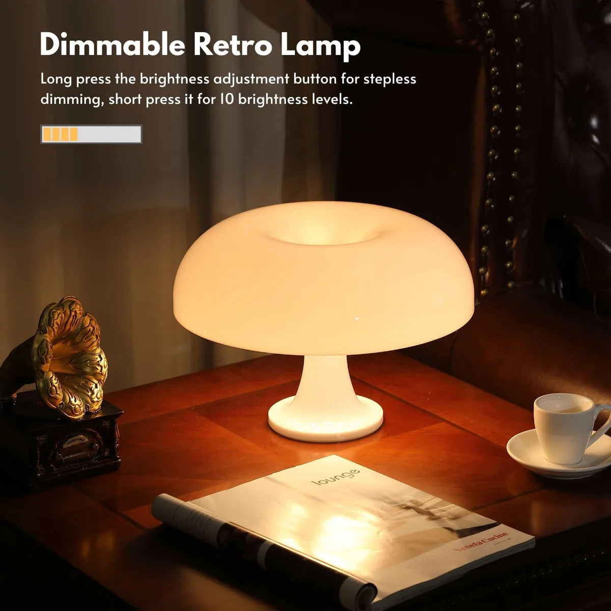 Mushroom Desk Lamp Rechargeable Battery LED Lighting For Bedroom Decor