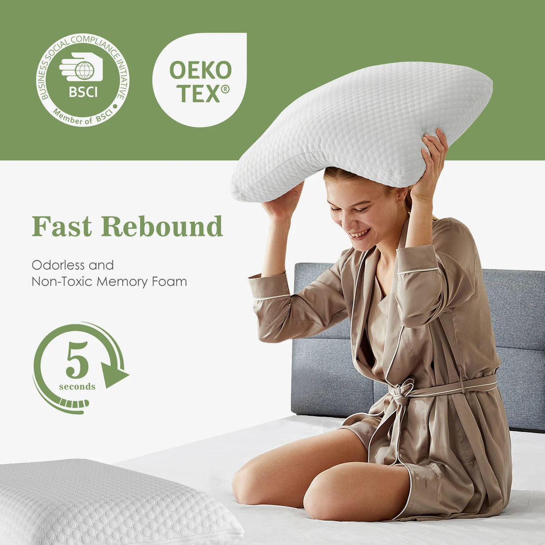 JHK Memory Foam Pillows With Ventilated Cooling And Removable Washable Cover