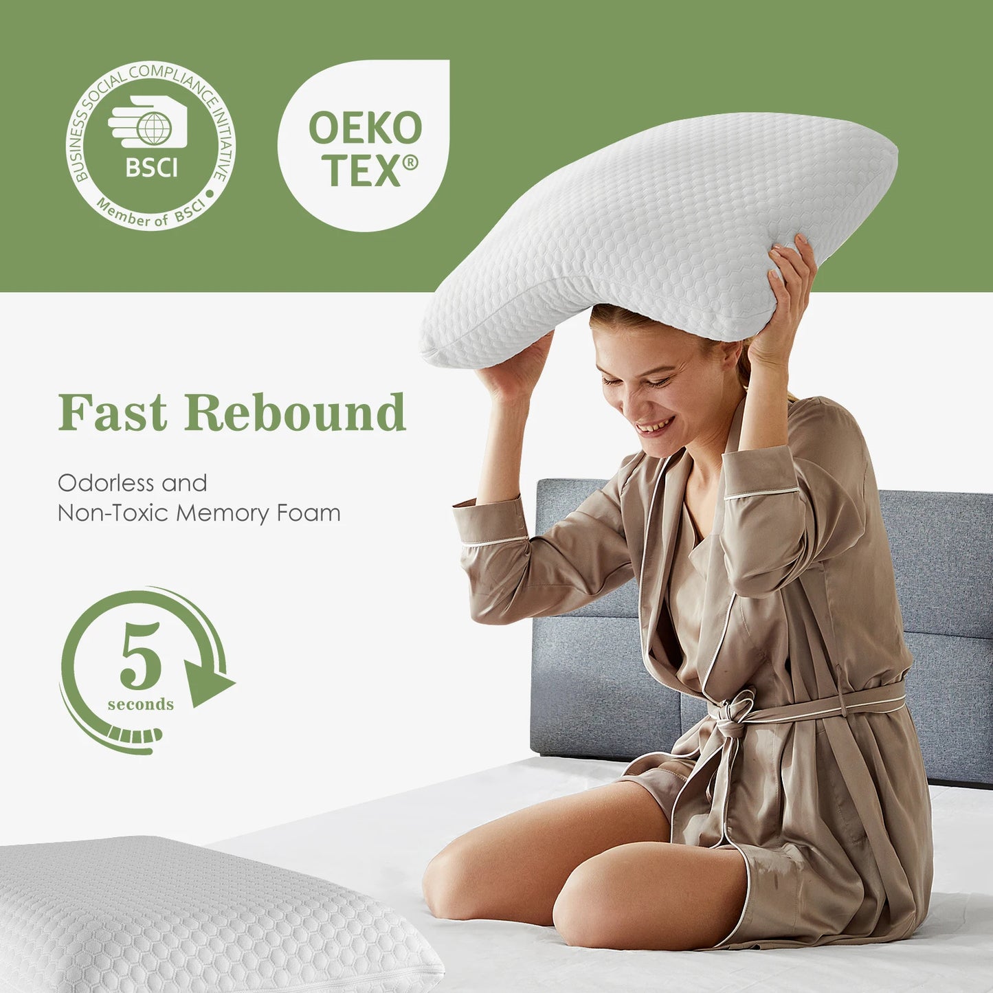 JHK Memory Foam Pillows With Ventilated Cooling And Removable Washable Cover