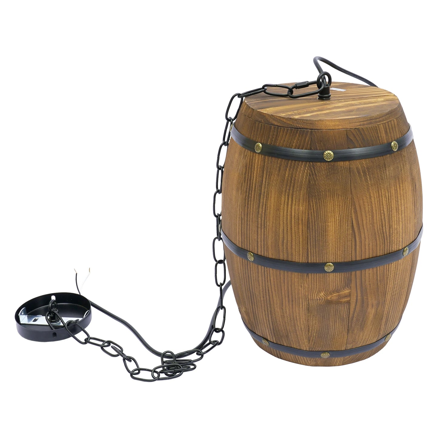 Retro Wood Wine Barrel Pendant Light Industrial Ceiling Lamp Chandelier