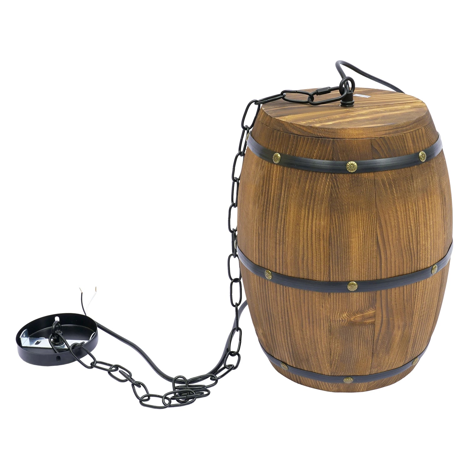 Retro Wood Wine Barrel Pendant Light Industrial Ceiling Lamp Chandelier