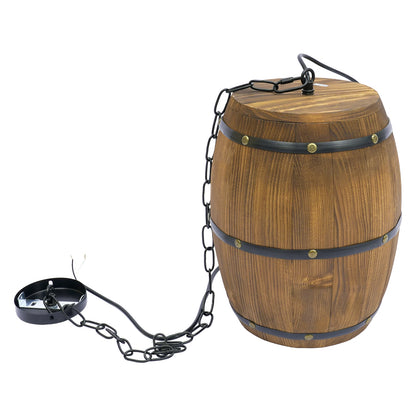 Retro Wood Wine Barrel Pendant Light Industrial Ceiling Lamp Chandelier