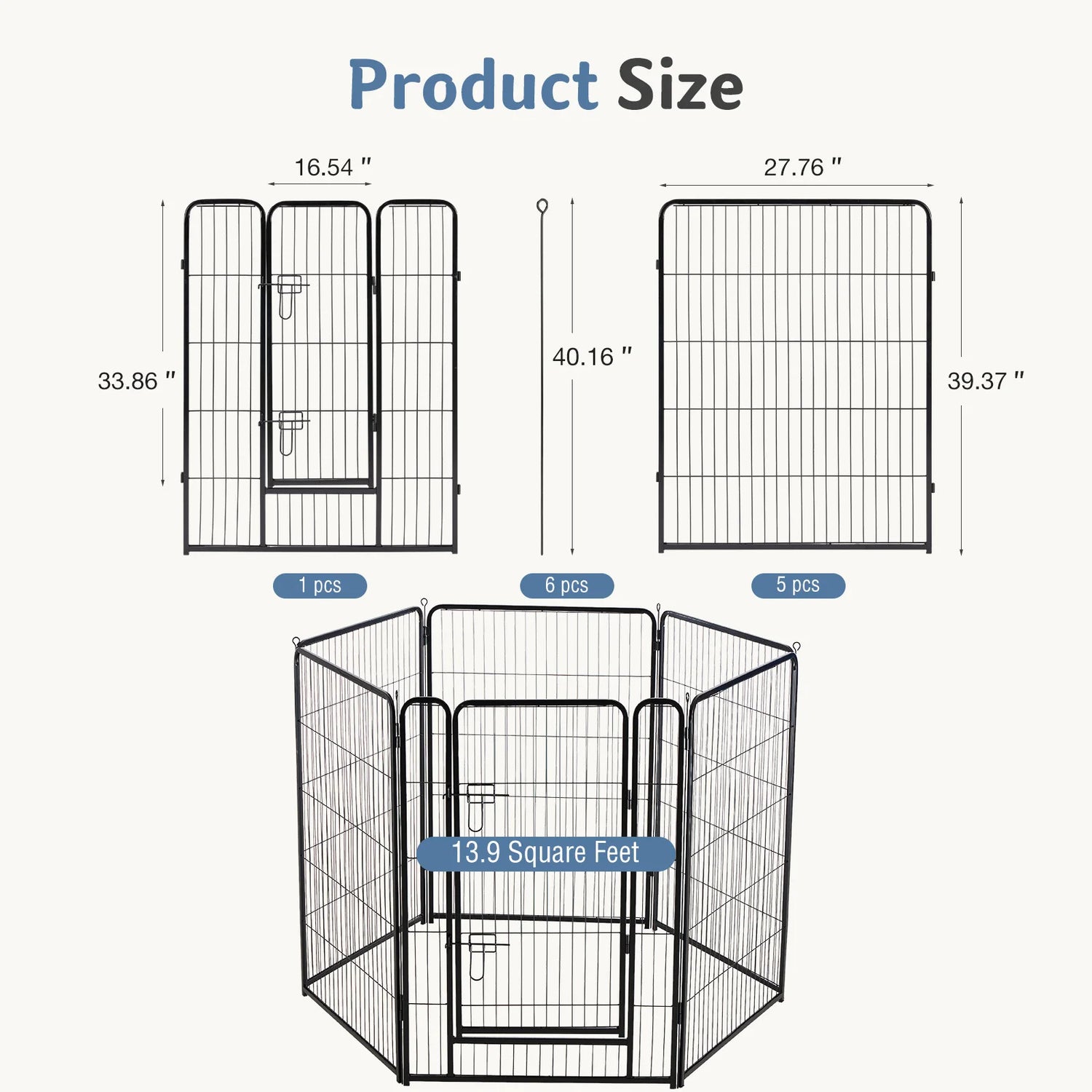 JHK Metal Dog Playpen Fence For Indoor Outdoor Use