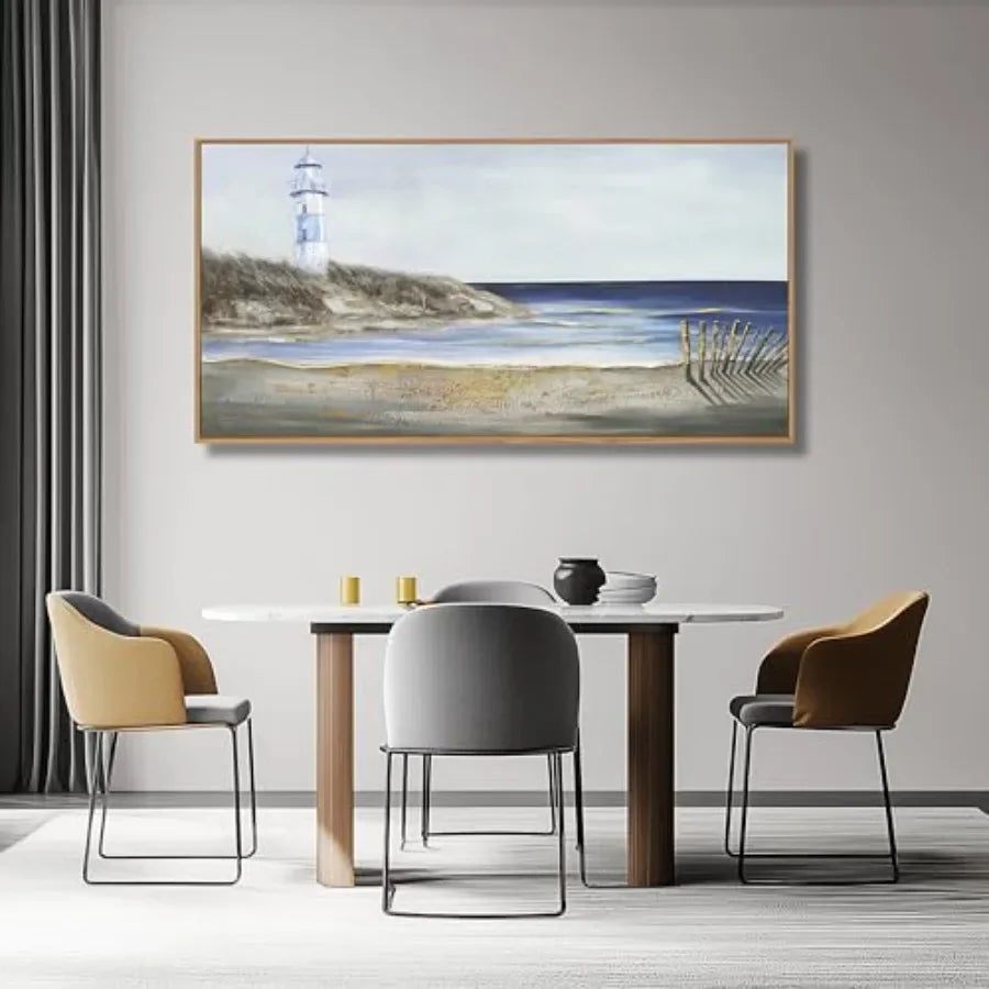 Coastal Lighthouse Canvas Art For Living Room Framed