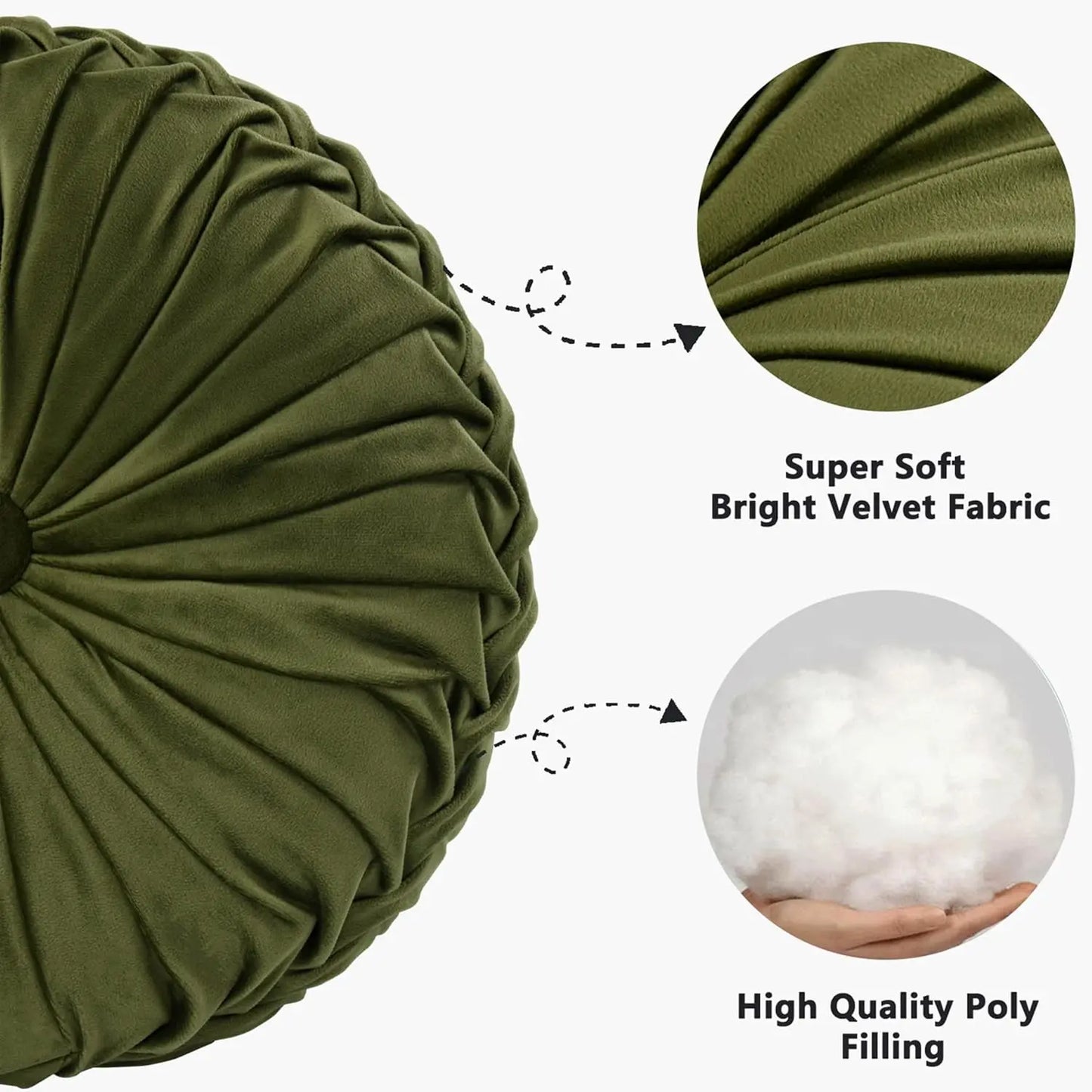 Round Pleated Vintage Velvet Throw Pillows Set for Sofa