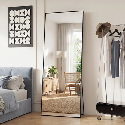 JHK Floor Mirror With Aluminum Frame Wall Mounted Or Stand