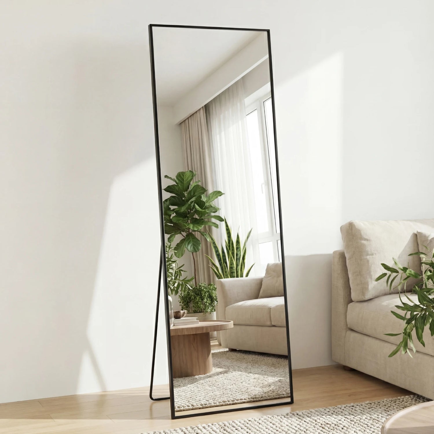 JHK Arched Full Length Mirror With Free Standing Aluminum Frame