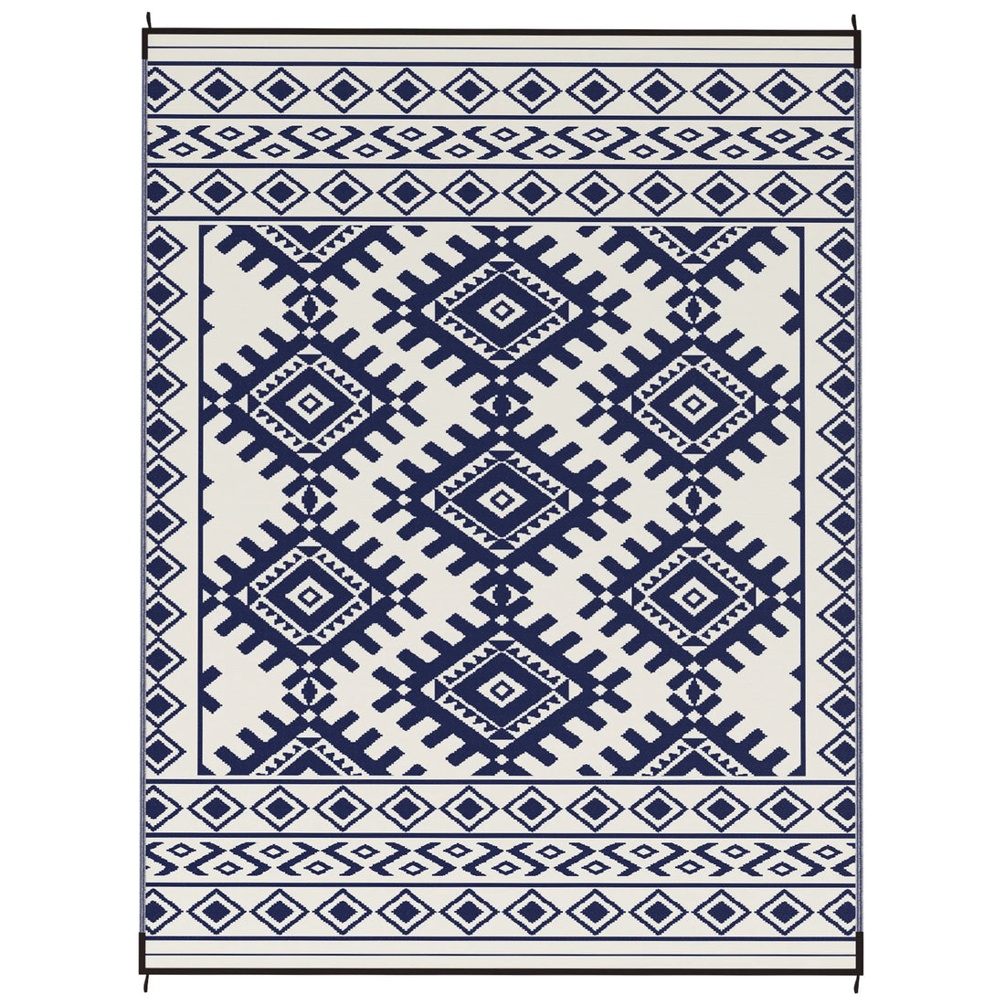 Outdoor Geometric Rug With Rhombus Border Floor Mat For Outdoors