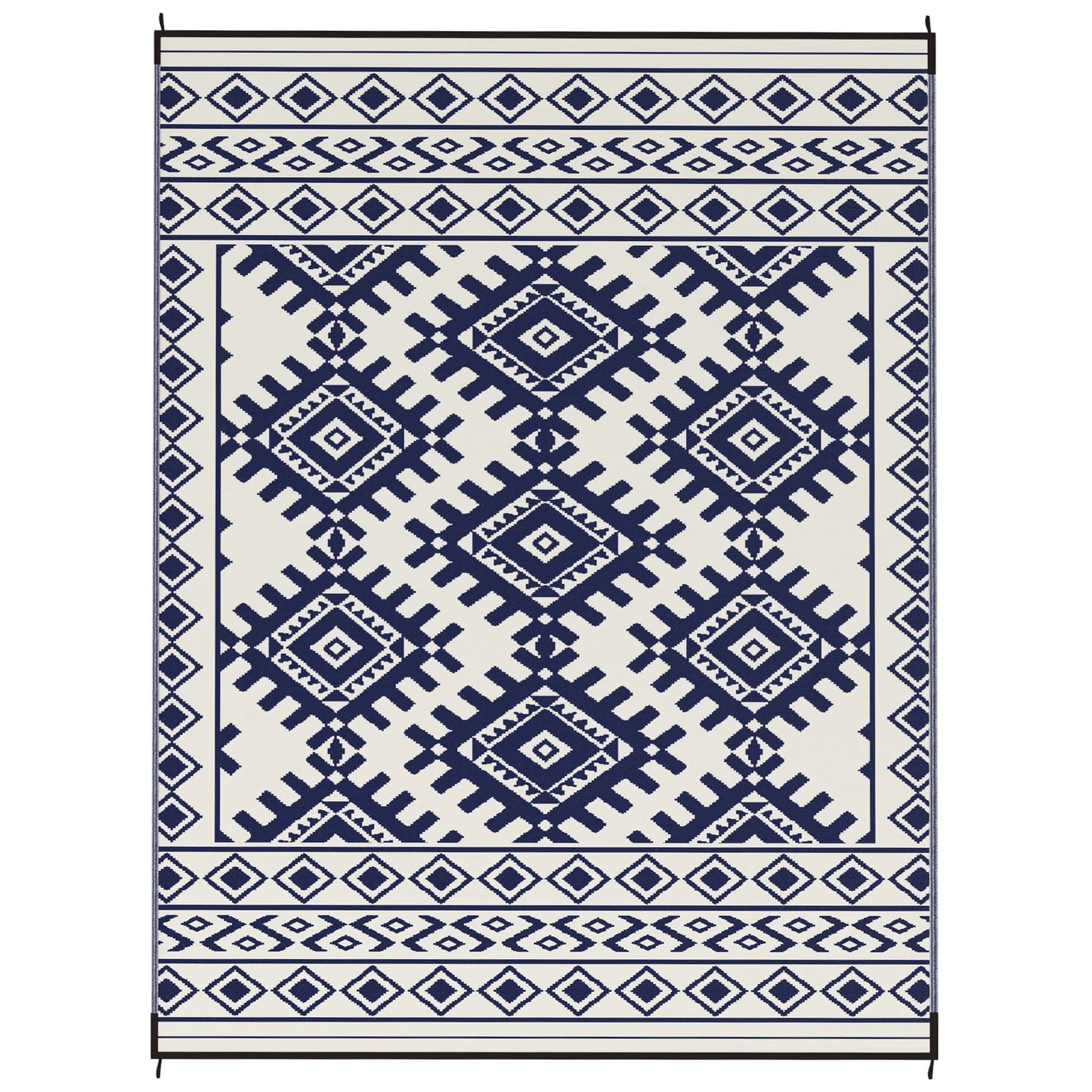 Outdoor Geometric Rug With Rhombus Border Floor Mat For Outdoors