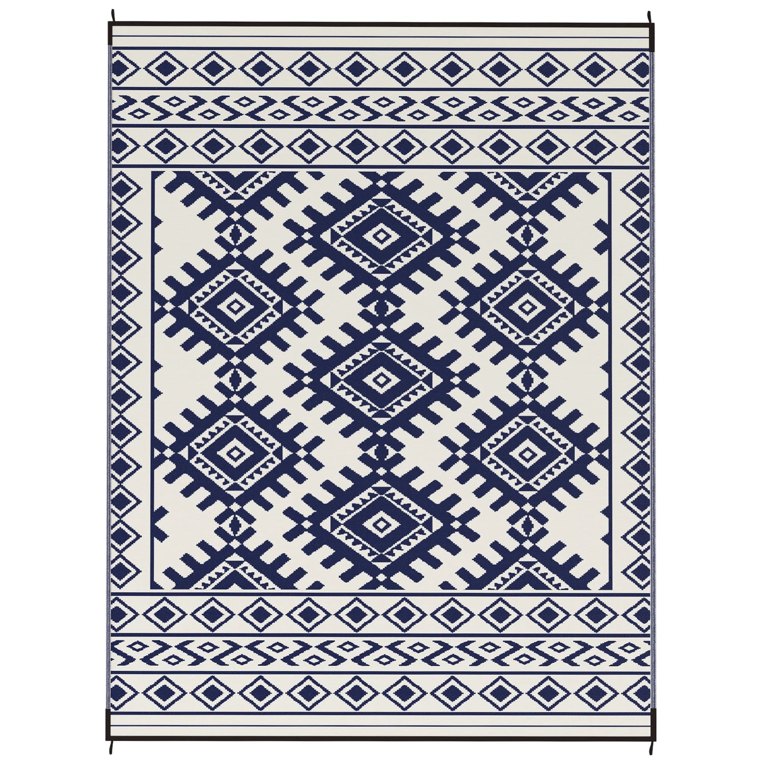Outdoor Geometric Rug With Rhombus Border Floor Mat For Outdoors