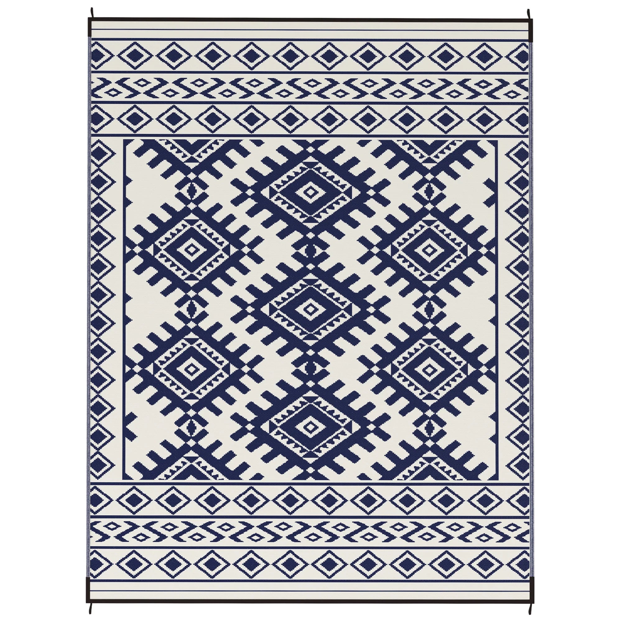 Outdoor Geometric Rug With Rhombus Border Floor Mat For Outdoors