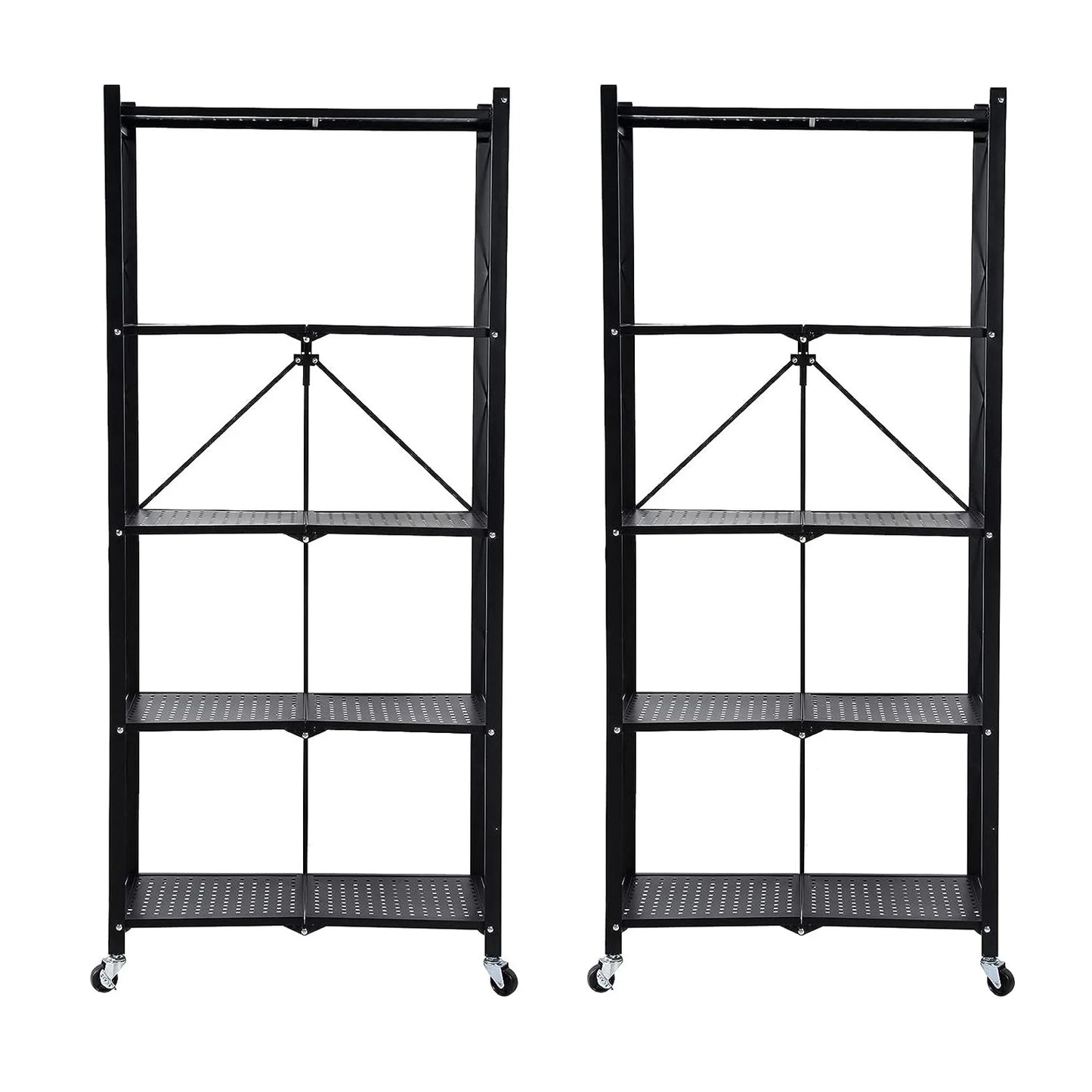 5-Tier Storage Shelving Unit With Wheels Metal Heavy Duty Rack