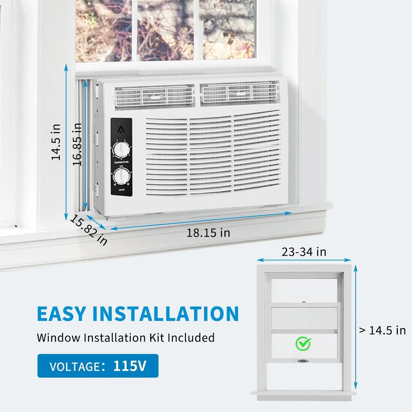 Acekool Window Air Conditioner With Remote For Small Rooms