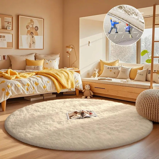 Round Area Rug Shaggy Circle Carpet For Nursery Bedroom