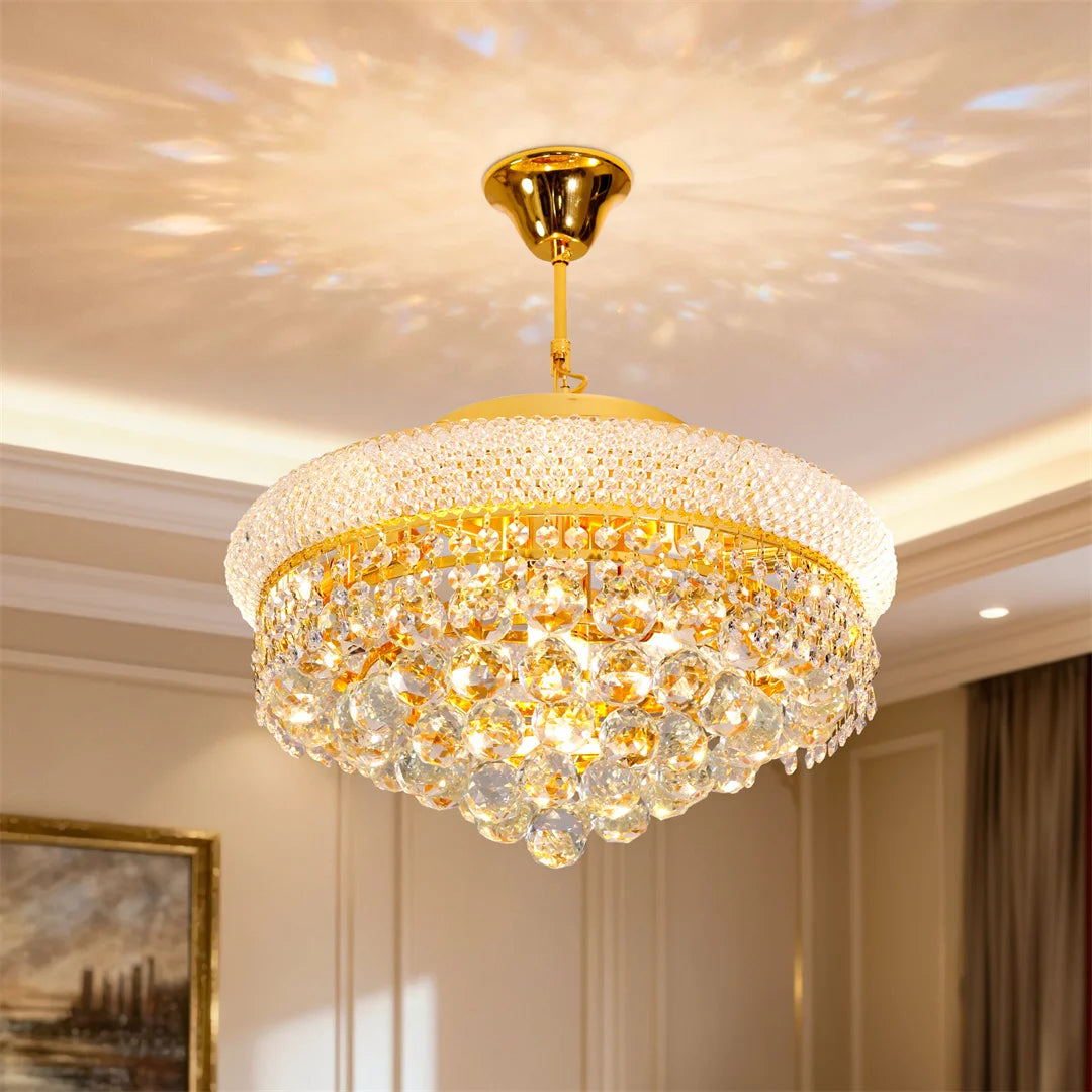 Vrygle Crystal Chandelier Pendant Light With Adjustable Chain Modes