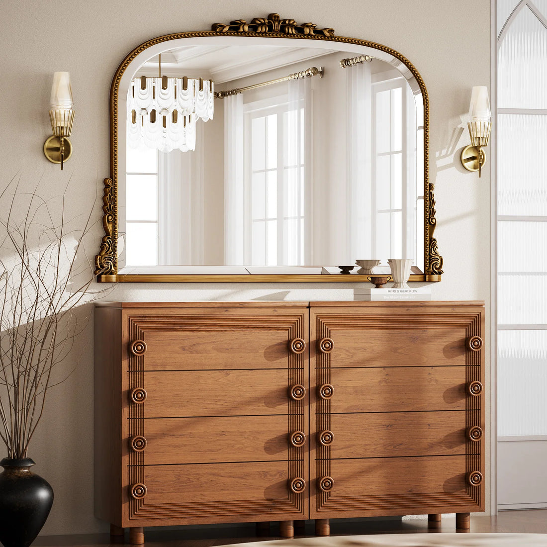Beautypeak Arched Vanity Mirror Vintage Wall Mounted Personal Care