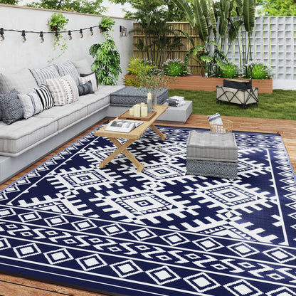 Outdoor Geometric Rug With Rhombus Border Floor Mat For Outdoors