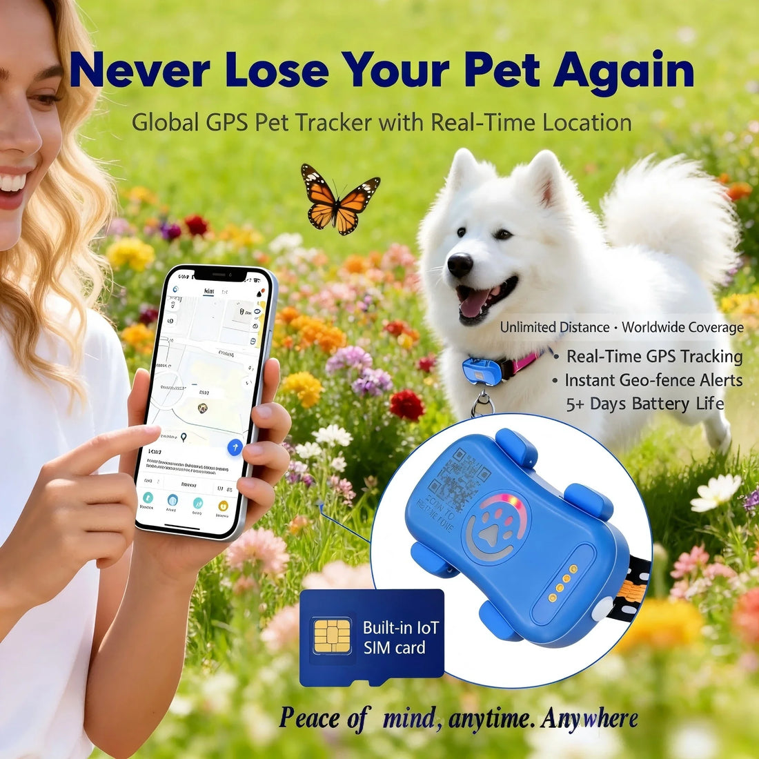 WANWAYTECH GPS Pet Tracker For Dogs And Cats IoT WiFi