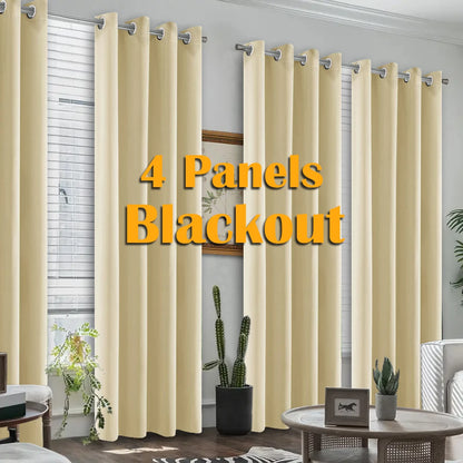 Premium Blackout Grommet Curtains With Heat Insulation And Light Blocking