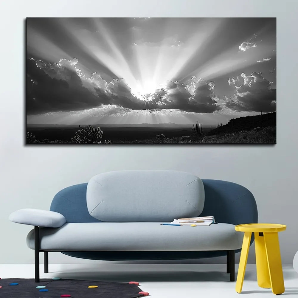 Joshua Tree Desert Oil Painting National Park Poster On Pine Frame