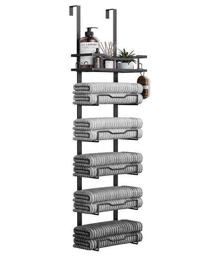 XIUWO 6 Tier Over Door Towel Rack No Drill Organizer