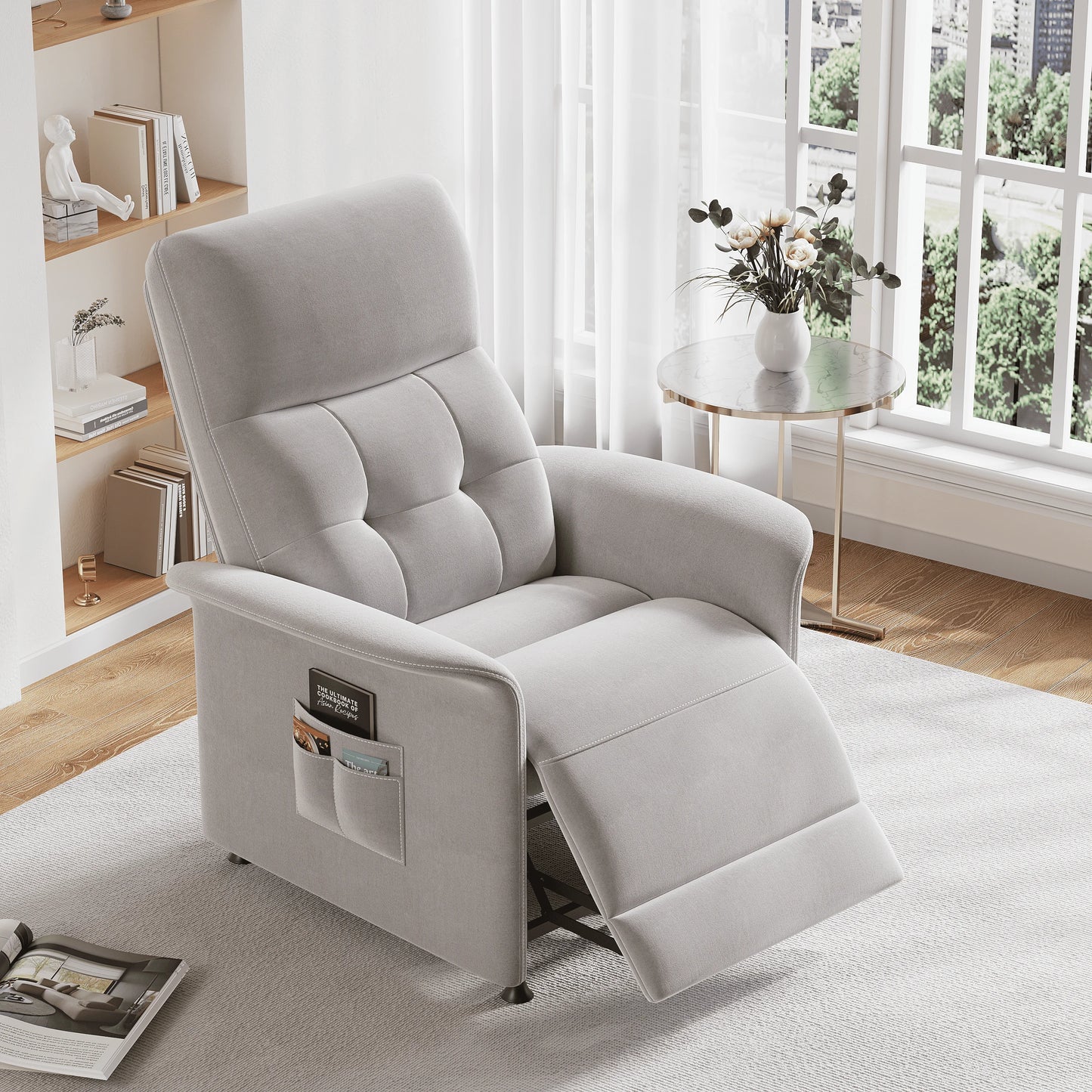 Power Recliner Chair With Heated Massage For Adults Fabric Upholstery
