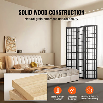 SucceBuy Wood Folding Privacy Screen 3 Panel Room Divider