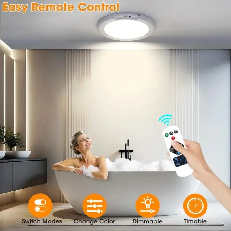 Rechargeable Motion Sensor Ceiling Light With Remote Magnetic Wireless Stairs