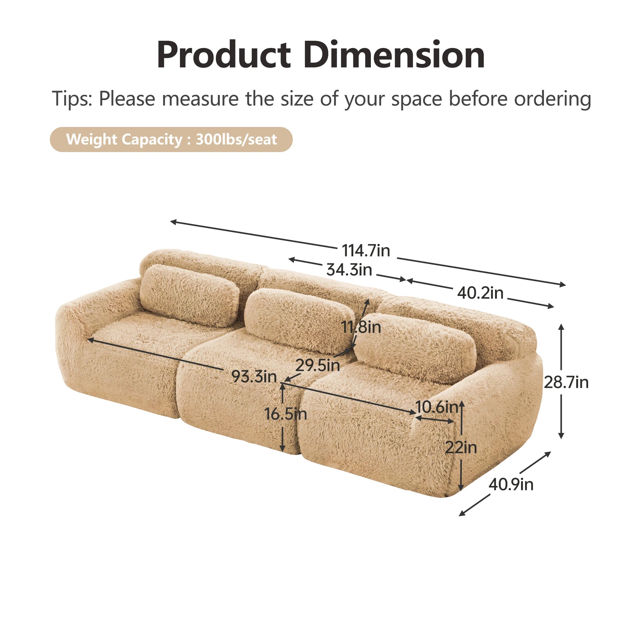 Modern Plush Modular Sectional Sofa With Pillows