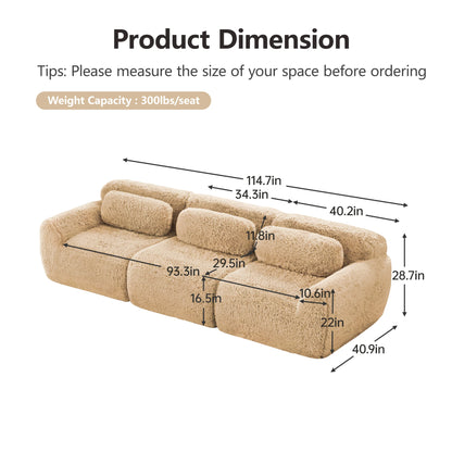 Modern Plush Modular Sectional Sofa With Pillows