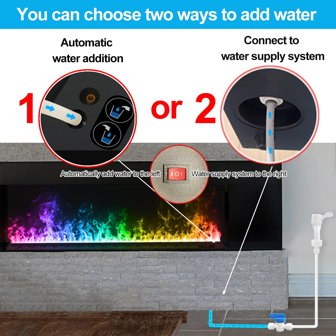 AFLYEVER Intelligent Water Replenishment Fireplace With 3D Atomization