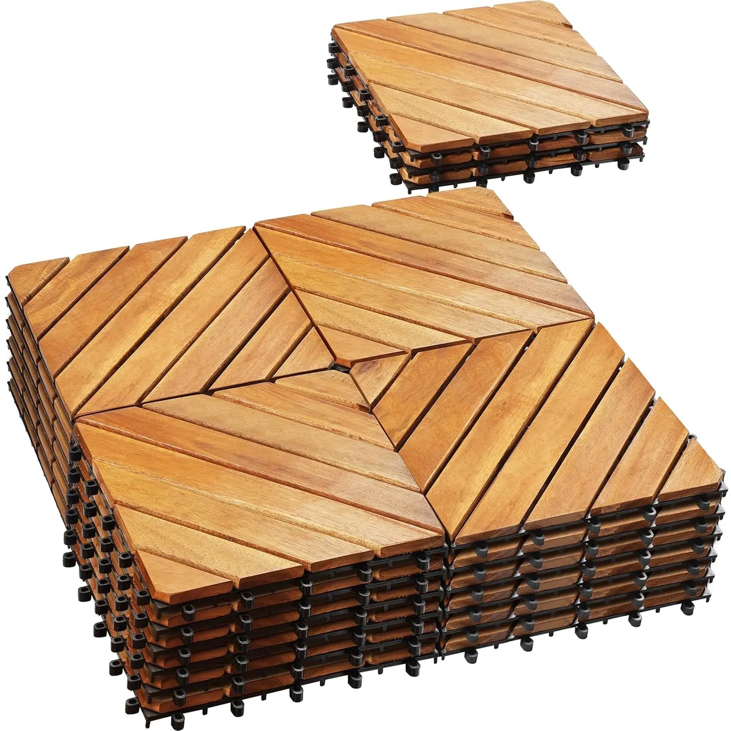 Acacia Wood Interlocking Deck Tiles For Outdoor Use