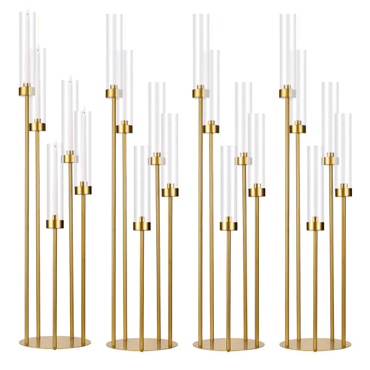 VINCIGANTCandle Floor Candelabra With Acrylic Lampshade 5 Arm