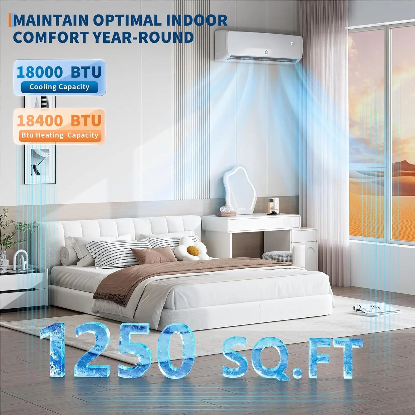 Adoolla 18000 BTU Ductless Mini Split Air Conditioner And Heat Pump 19 SEER2