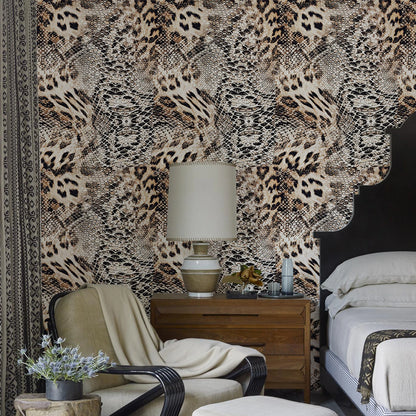 Retro Leopard Print Vinyl Peel and Stick Wallpaper Decor